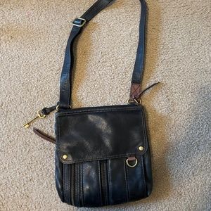 Black Soft Leather Fossil Crossbody Purse